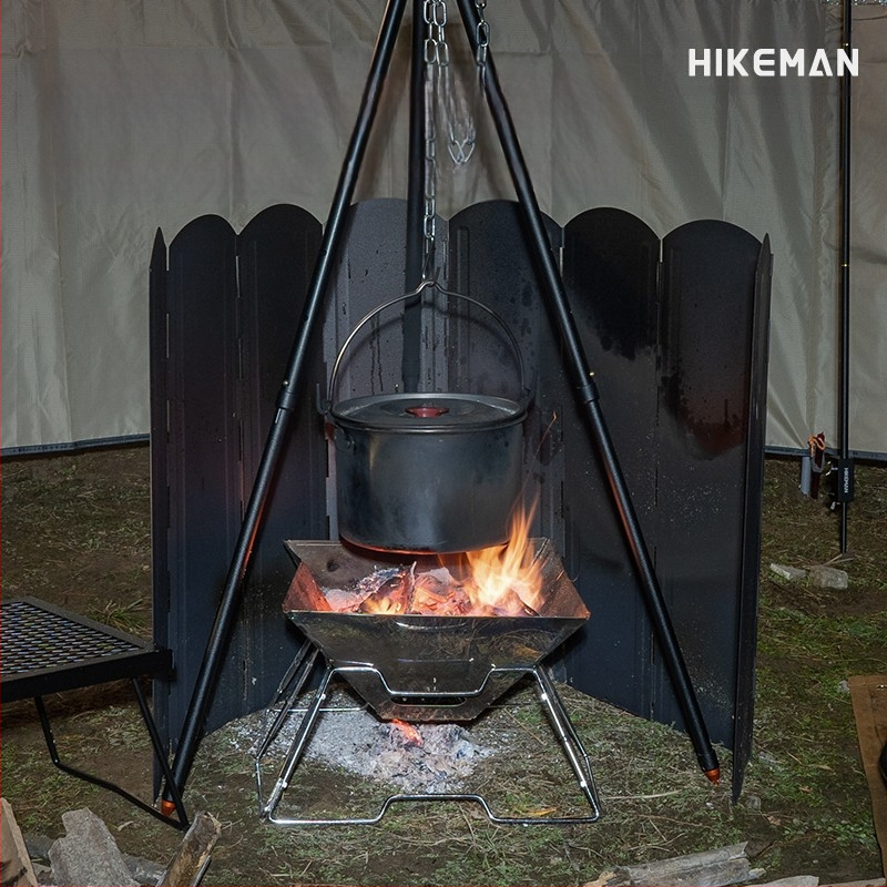 Õues must suur tuuleklaas telkimiseks BBQ lõkkepliit kokkupandav köögitarbed tsingitud leht soojust koguv tuuleklaas