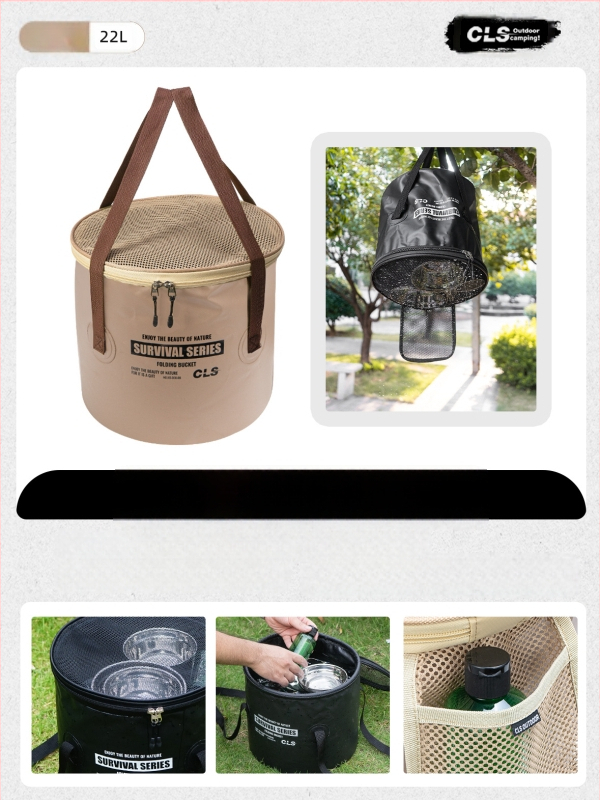 CLS uus täiustatud kokkupandav ämber kaasaskantav äravoolukorv telkimiseks grillimiseks köögiviljade pesemiseks nõud teleskooppüügi ämber kalapüügivahendite kott