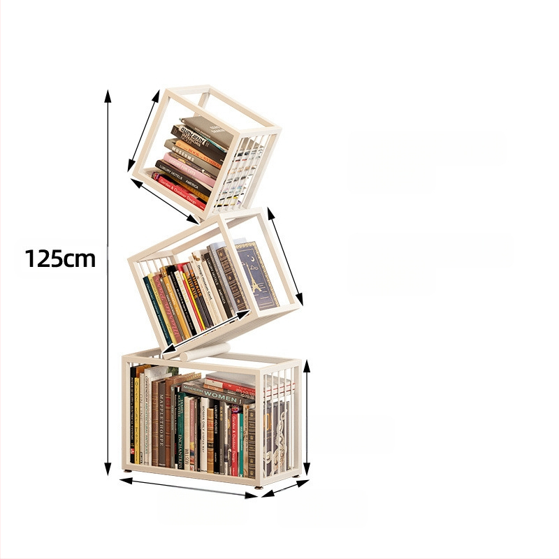 Trendikas kodunurk, vertikaalne loominguline raamaturiiul, moodne põrandal seisev lihtne hoiuriiul, raamaturiiuli kabinet, nurgariiul