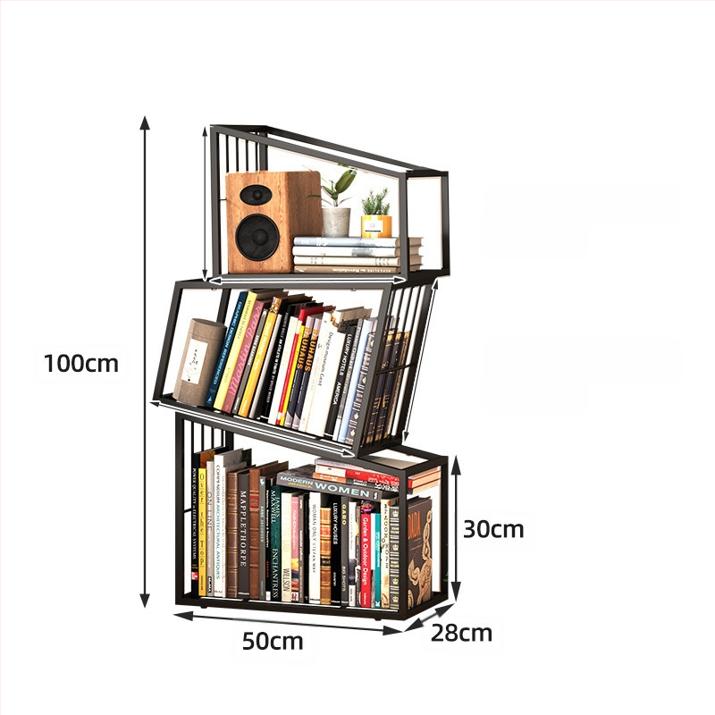 Trendikas kodunurk, vertikaalne loominguline raamaturiiul, moodne põrandal seisev lihtne hoiuriiul, raamaturiiuli kabinet, nurgariiul