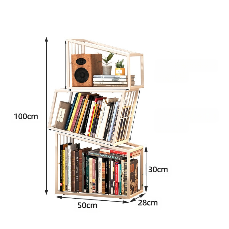 Trendikas kodunurk, vertikaalne loominguline raamaturiiul, moodne põrandal seisev lihtne hoiuriiul, raamaturiiuli kabinet, nurgariiul