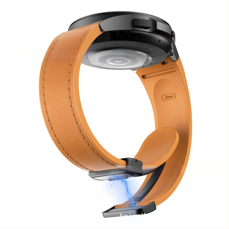 Sobib Samsung Galaxy Watch 6/5/4 nahk-silikoonist magnetpandlaga 20 mm nutikellale