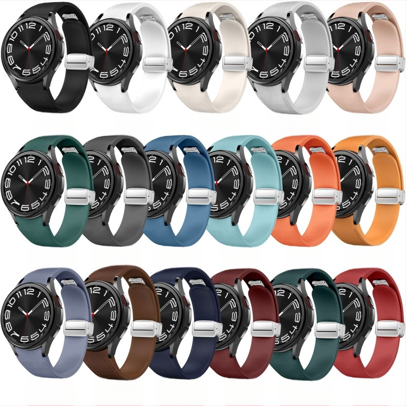 Sobib Samsung Galaxy Watch 6/5/4 nahk-silikoonist magnetpandlaga 20 mm nutikellale