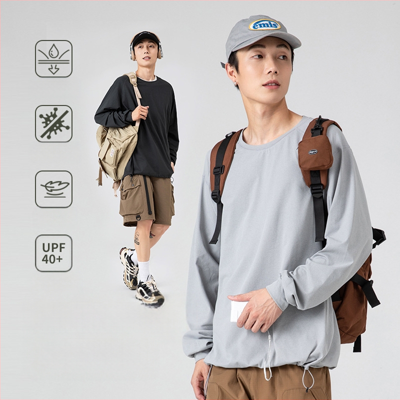 IZEXX moebrändi välitingimustes sportimiseks mõeldud pikkade varrukatega T-särk meeste lahtine kiiresti kuivav jooksuülikond paari alussärk top