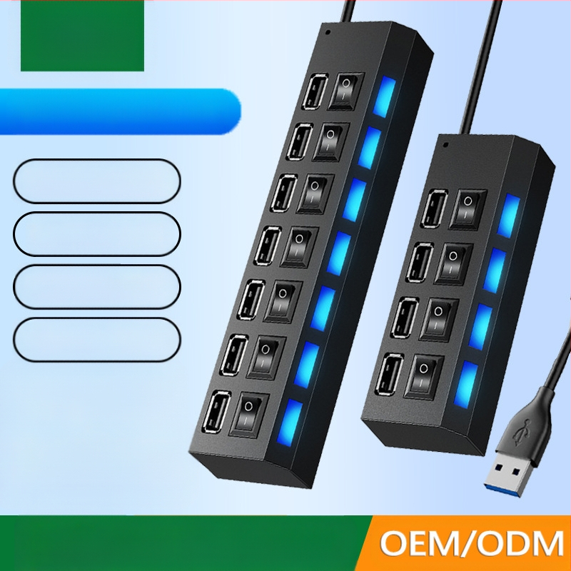 4-pordiline USB 3.0 jaotur, kiire jaotur, USB-jaoturiga dokkimisjaam, sõltumatu lülitiga üks-seitsmele jaoturiga dokkimisjaam