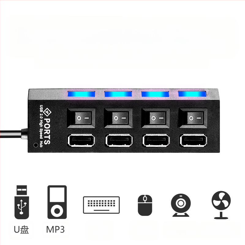 4-pordiline USB 3.0 jaotur, kiire jaotur, USB-jaoturiga dokkimisjaam, sõltumatu lülitiga üks-seitsmele jaoturiga dokkimisjaam