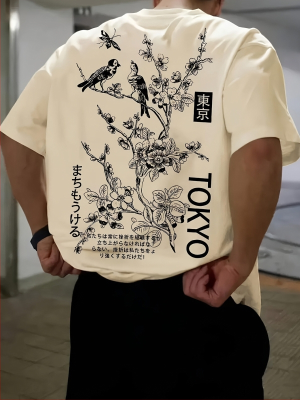 Amazoni meeste 230g Jaapani moe esi- ja tagakülje trükitud ümara kaelusega lühikeste varrukatega top väliskaubanduse suvine lühikeste varrukatega T-särk