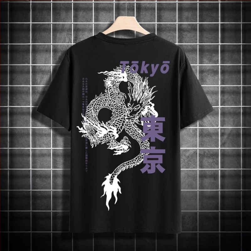 Amazoni meeste 230g Jaapani moe esi- ja tagakülje trükitud ümara kaelusega lühikeste varrukatega top väliskaubanduse suvine lühikeste varrukatega T-särk