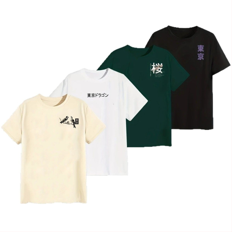 Amazoni meeste 230g Jaapani moe esi- ja tagakülje trükitud ümara kaelusega lühikeste varrukatega top väliskaubanduse suvine lühikeste varrukatega T-särk