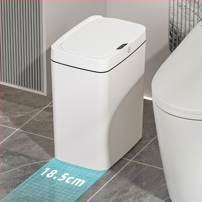 Bekontakčiu būdu atidaroma išmanioji šiukšliadėžė su dangteliu, automatinė pakavimo išmanioji šiukšliadėžė, šiukšliadėžė vonios kambario tarpui
