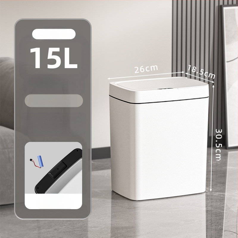 Bekontakčiu būdu atidaroma išmanioji šiukšliadėžė su dangteliu, automatinė pakavimo išmanioji šiukšliadėžė, šiukšliadėžė vonios kambario tarpui