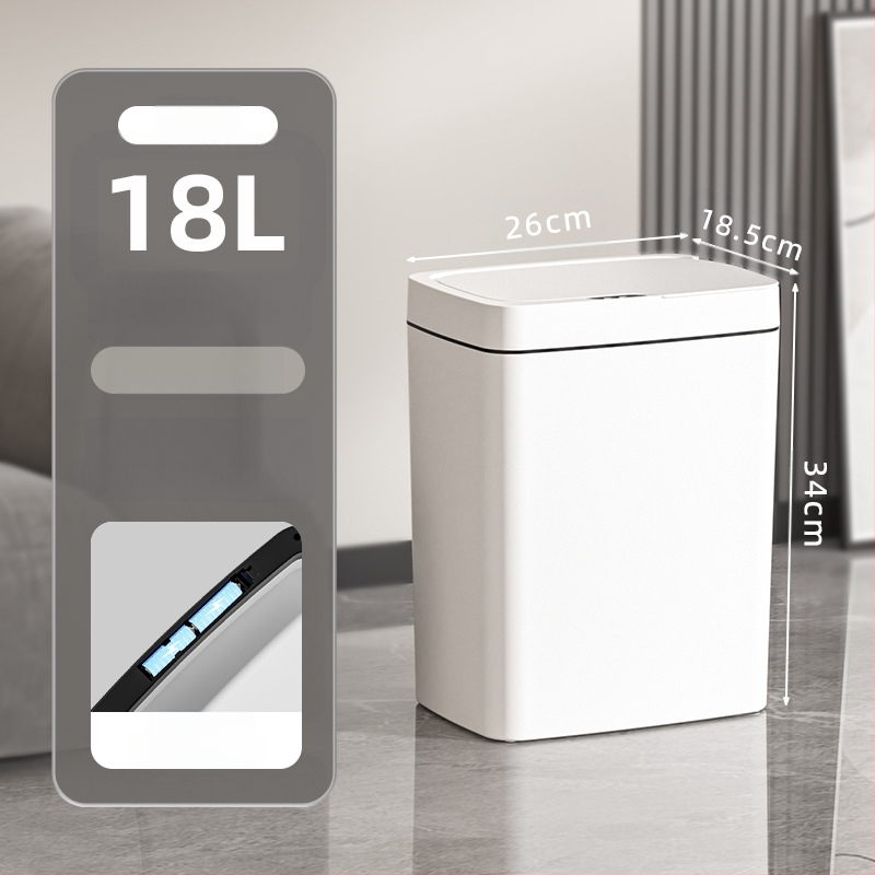 Bekontakčiu būdu atidaroma išmanioji šiukšliadėžė su dangteliu, automatinė pakavimo išmanioji šiukšliadėžė, šiukšliadėžė vonios kambario tarpui