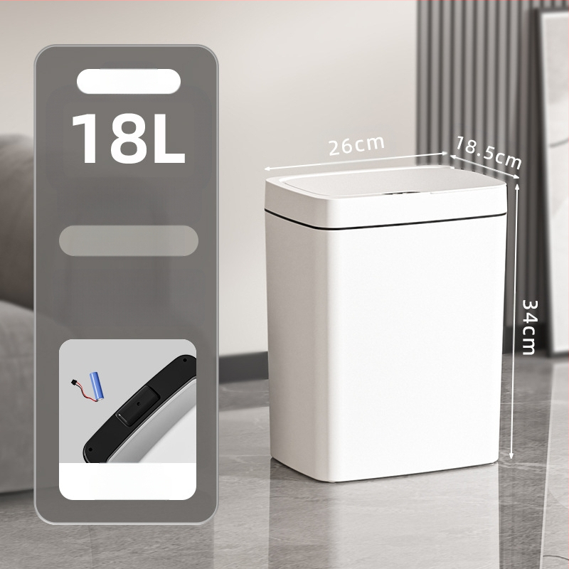 Bekontakčiu būdu atidaroma išmanioji šiukšliadėžė su dangteliu, automatinė pakavimo išmanioji šiukšliadėžė, šiukšliadėžė vonios kambario tarpui