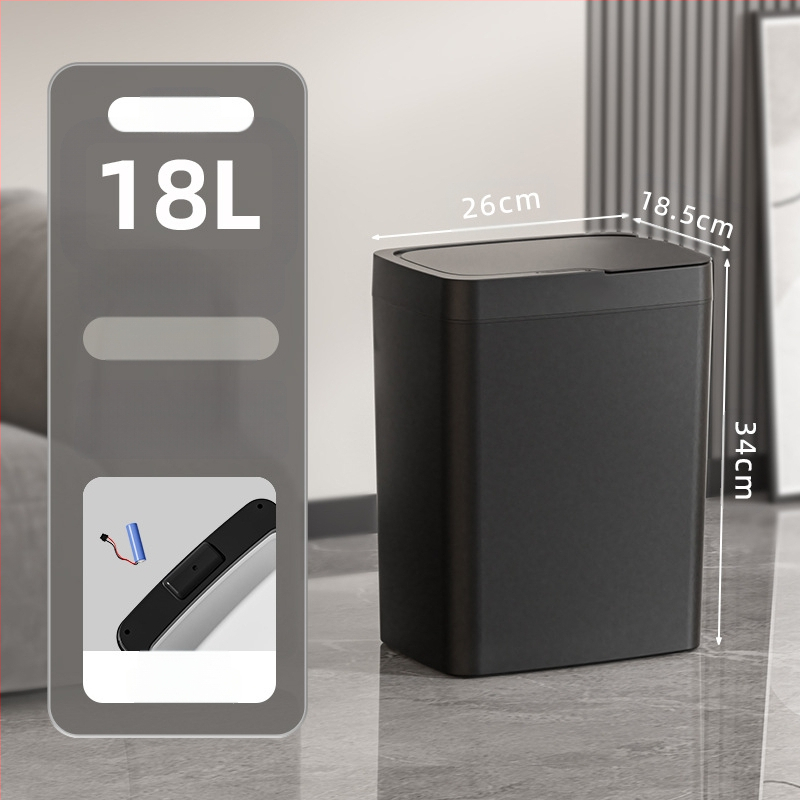 Bekontakčiu būdu atidaroma išmanioji šiukšliadėžė su dangteliu, automatinė pakavimo išmanioji šiukšliadėžė, šiukšliadėžė vonios kambario tarpui