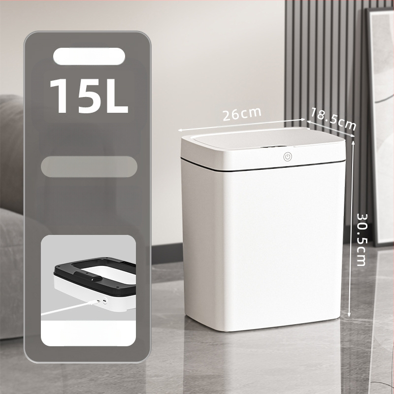 Bekontakčiu būdu atidaroma išmanioji šiukšliadėžė su dangteliu, automatinė pakavimo išmanioji šiukšliadėžė, šiukšliadėžė vonios kambario tarpui