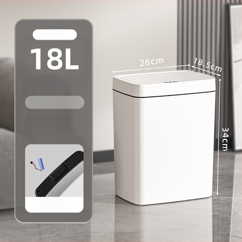 Bekontakčiu būdu atidaroma išmanioji šiukšliadėžė su dangteliu, automatinė pakavimo išmanioji šiukšliadėžė, šiukšliadėžė vonios kambario tarpui