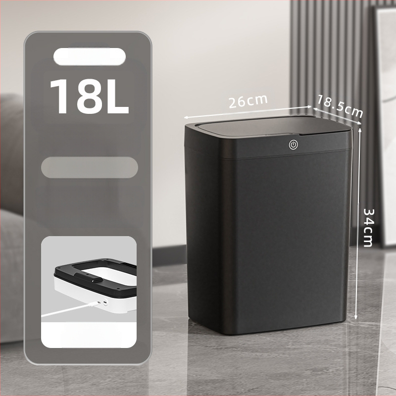 Bekontakčiu būdu atidaroma išmanioji šiukšliadėžė su dangteliu, automatinė pakavimo išmanioji šiukšliadėžė, šiukšliadėžė vonios kambario tarpui