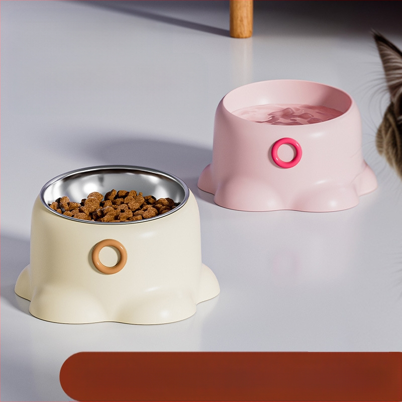 Uus piiriülene roostevabast terasest lemmikloomakauss libisemiskindla kassi joogiveega kaldus kaelakaitsega kauss koerasöögikauss kassitoidukauss