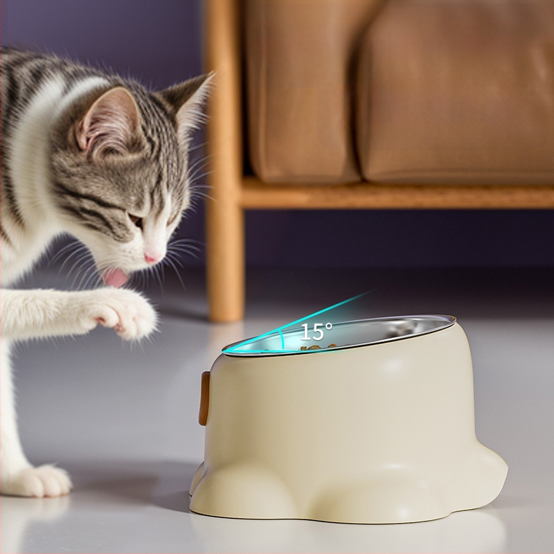 Uus piiriülene roostevabast terasest lemmikloomakauss libisemiskindla kassi joogiveega kaldus kaelakaitsega kauss koerasöögikauss kassitoidukauss