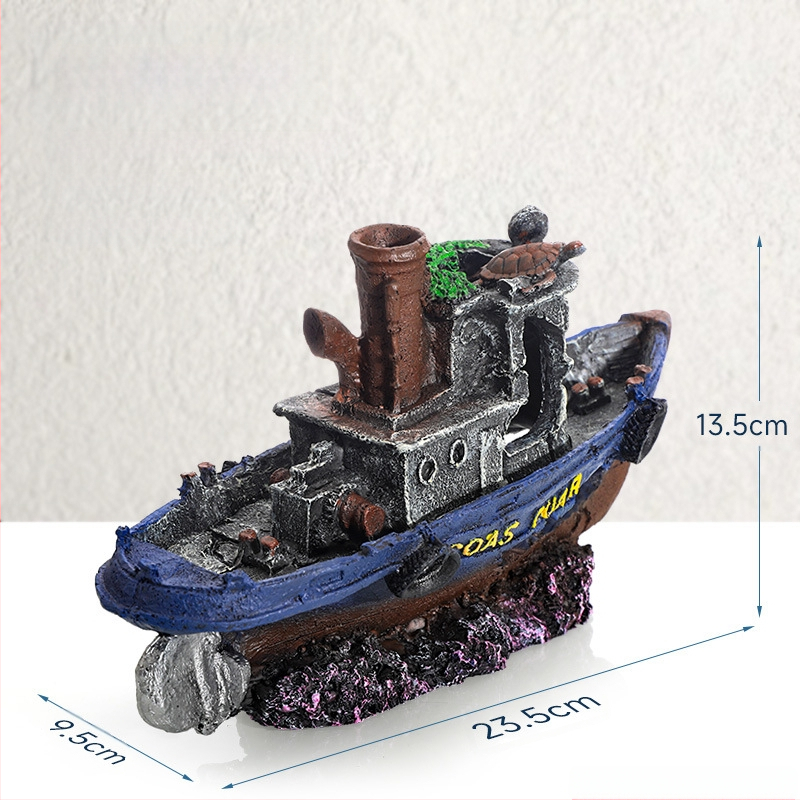 Piraadilaeva akvaariumi maastik, kalapaak, maastiku kaunistus, paadi vältimine, maja kaunistus, paat, õõnesvaiguga laev, laevahukk, GC