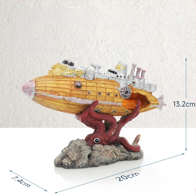 Piraadilaeva akvaariumi maastik, kalapaak, maastiku kaunistus, paadi vältimine, maja kaunistus, paat, õõnesvaiguga laev, laevahukk, GC