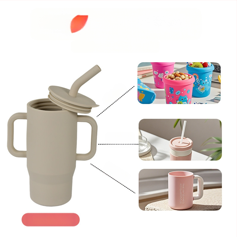 Zīdaiņu un mazuļu apmācības krūzīte ar krišanas un noplūdes aizsardzību pret nokrišanu un rokturi, noslēgta pārtikas kvalitātes silikona tiešās dzeršanas krūzīte, bērnu mācību dzeršanas krūzīte