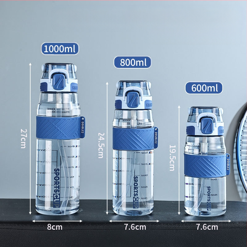 Vasaros didelės talpos sportinis vandens puodelis 1000ML vyriškos ir moteriškos studentų vandens butelis lauko 600ML fitneso plastikinis kosminis puodelis