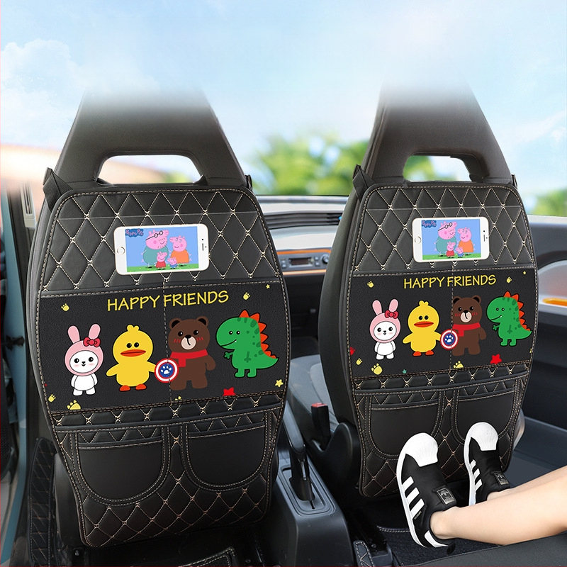 Wuling MINIEV spetsiaalne turvatooli seljatoe löögivastane padi tagumisele reale määrdumisvastane laste koomiksilaadne turvatooli kaitsepadi