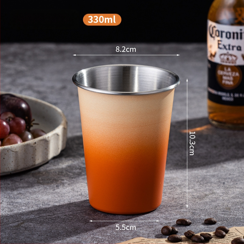 Nerūdijančio plieno alaus puodelis didelės talpos vieno sluoksnio vandens puodelis garbanotas vyno puodelis pieno arbatos kavos puodelis nešiojamas kempingo puodelis