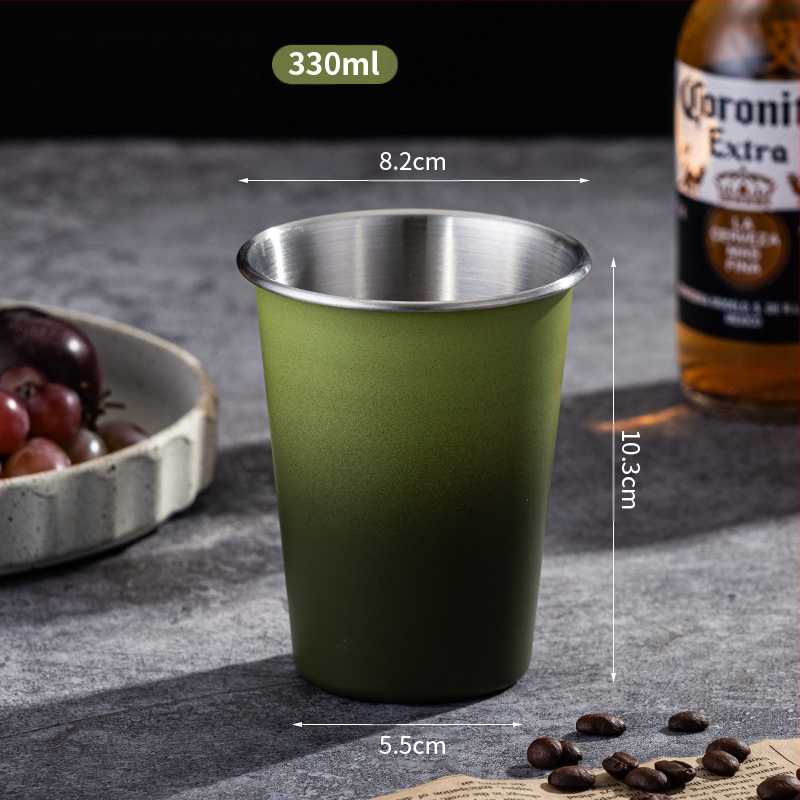 Nerūdijančio plieno alaus puodelis didelės talpos vieno sluoksnio vandens puodelis garbanotas vyno puodelis pieno arbatos kavos puodelis nešiojamas kempingo puodelis