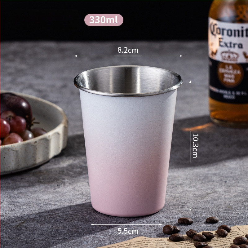 Nerūdijančio plieno alaus puodelis didelės talpos vieno sluoksnio vandens puodelis garbanotas vyno puodelis pieno arbatos kavos puodelis nešiojamas kempingo puodelis