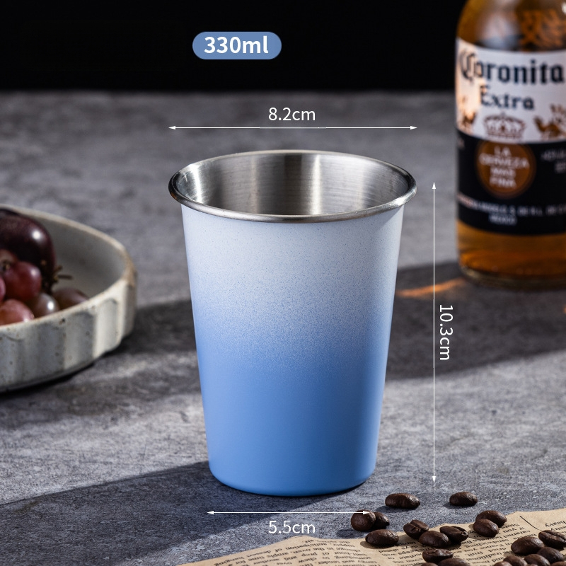 Nerūdijančio plieno alaus puodelis didelės talpos vieno sluoksnio vandens puodelis garbanotas vyno puodelis pieno arbatos kavos puodelis nešiojamas kempingo puodelis