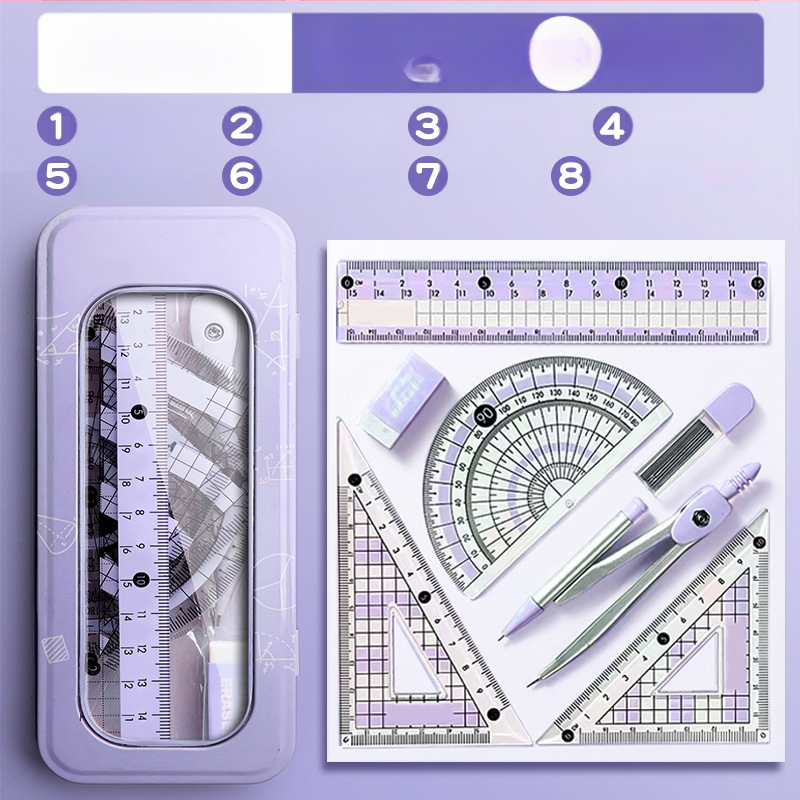 Sirkli ja joonlaua komplekt algkooliõpilastele, põhikooliõpilastele, kolmnurkjoonlaud, kuuenda klassi õpilaste kirjatarbed, joonlaua ja kolmnurga komplekt