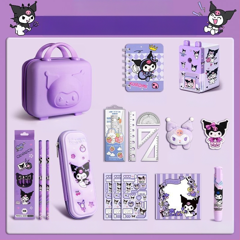 Suurkõrvaga koera kirjatarvete komplekt kinkekarbis tüdrukule sünnipäevakingitus algkoolile lastele koolitarbed pidulik kinkekomplekt Kuromi