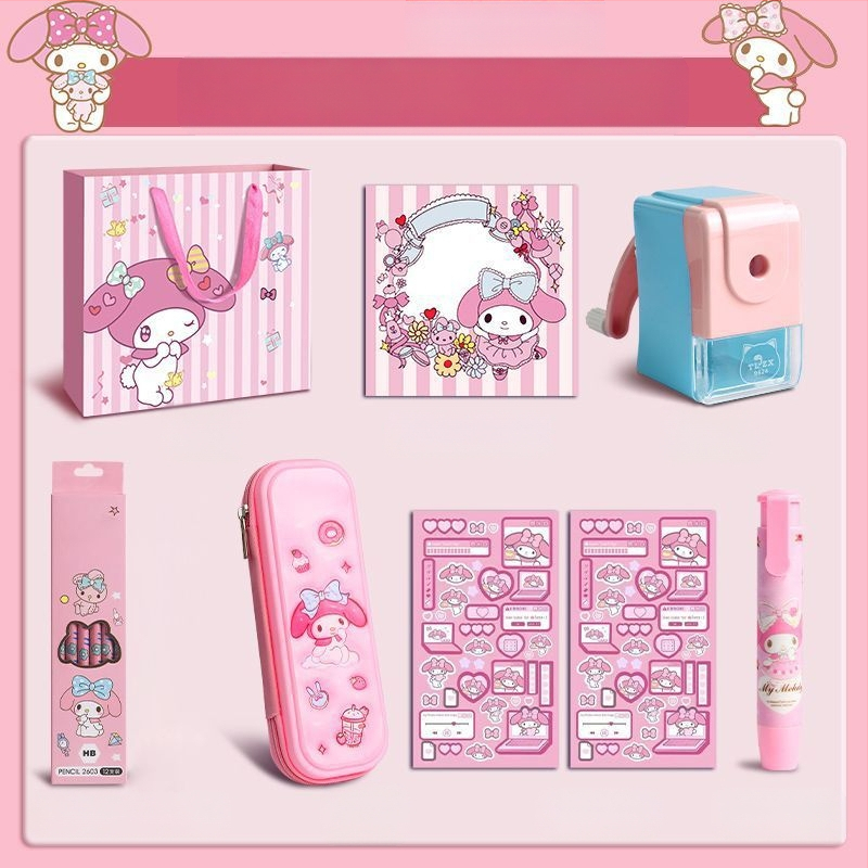 Suurkõrvaga koera kirjatarvete komplekt kinkekarbis tüdrukule sünnipäevakingitus algkoolile lastele koolitarbed pidulik kinkekomplekt Kuromi