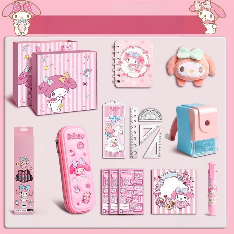 Suurkõrvaga koera kirjatarvete komplekt kinkekarbis tüdrukule sünnipäevakingitus algkoolile lastele koolitarbed pidulik kinkekomplekt Kuromi