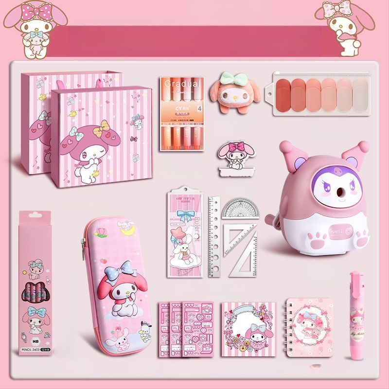 Suurkõrvaga koera kirjatarvete komplekt kinkekarbis tüdrukule sünnipäevakingitus algkoolile lastele koolitarbed pidulik kinkekomplekt Kuromi