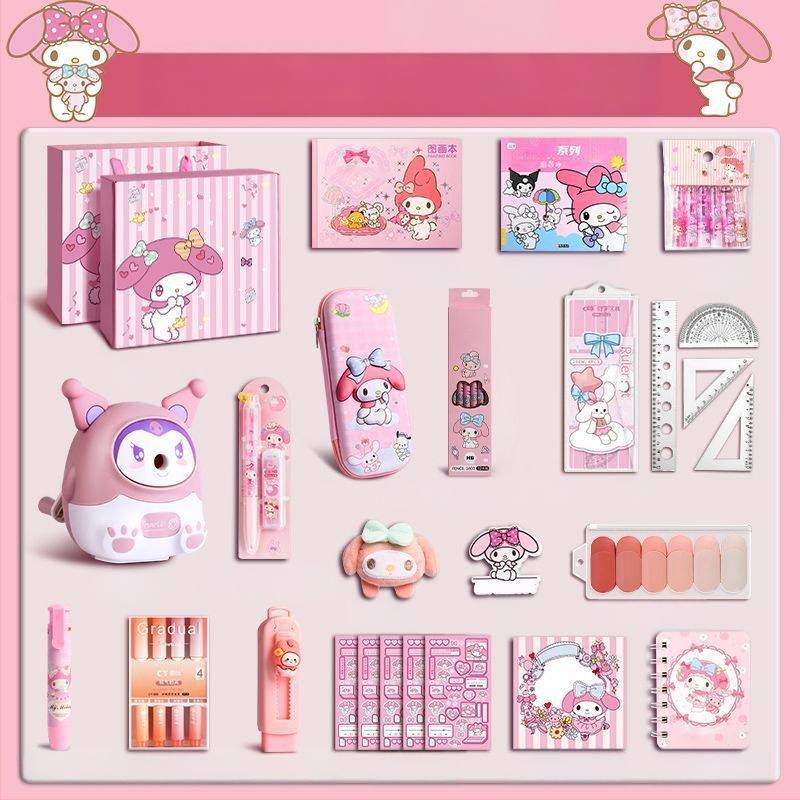 Suurkõrvaga koera kirjatarvete komplekt kinkekarbis tüdrukule sünnipäevakingitus algkoolile lastele koolitarbed pidulik kinkekomplekt Kuromi