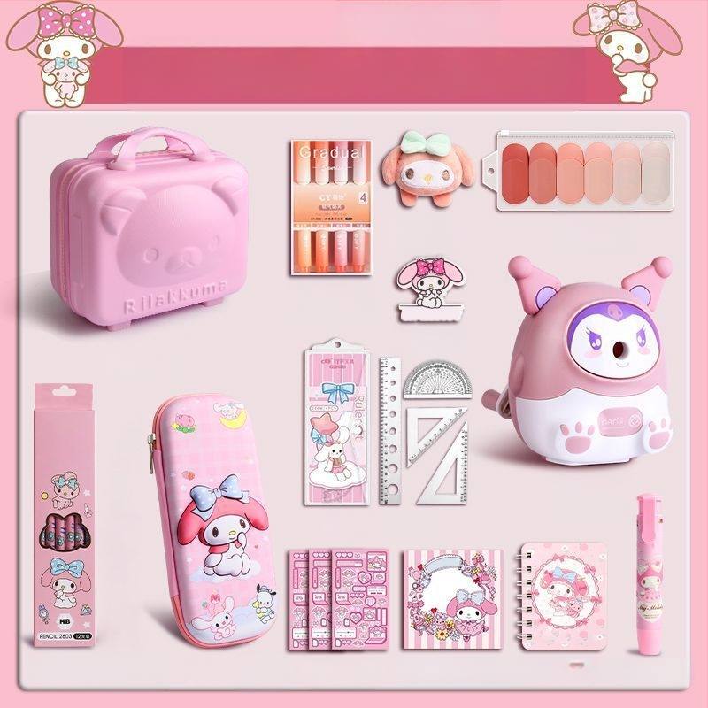 Suurkõrvaga koera kirjatarvete komplekt kinkekarbis tüdrukule sünnipäevakingitus algkoolile lastele koolitarbed pidulik kinkekomplekt Kuromi