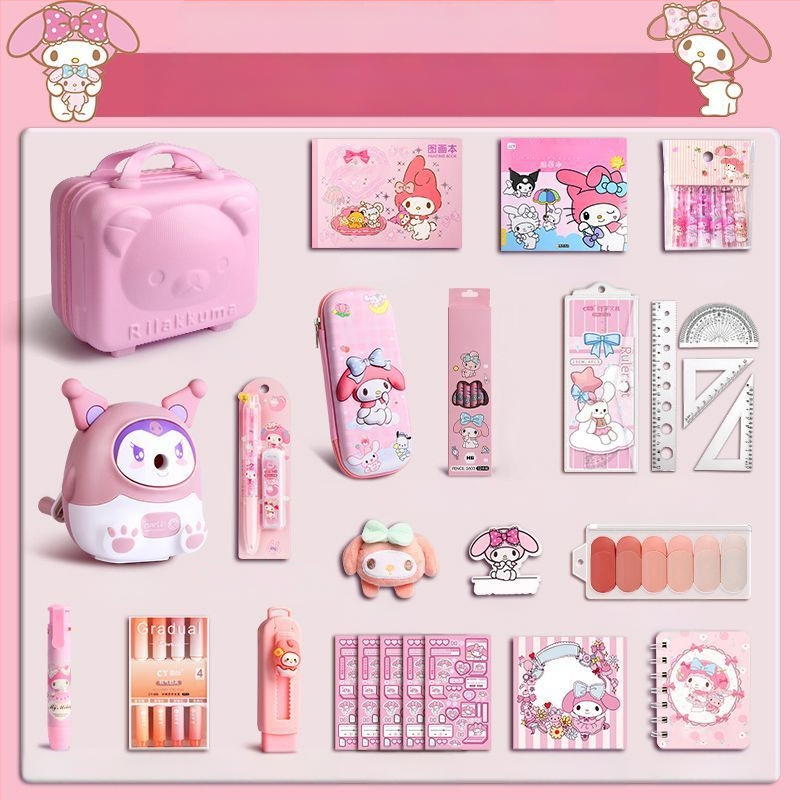 Suurkõrvaga koera kirjatarvete komplekt kinkekarbis tüdrukule sünnipäevakingitus algkoolile lastele koolitarbed pidulik kinkekomplekt Kuromi