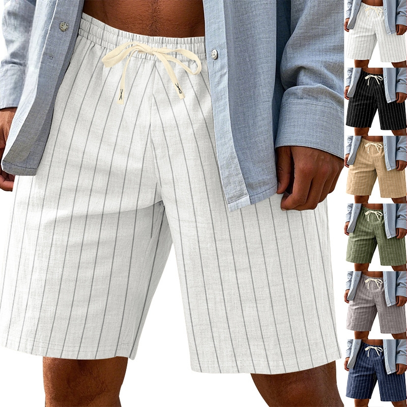 Piiriülesed suvised ameerikalikud lahtised rannalinased hingavad vertikaalsed triibud žakaarmustriga paeltega meeste trendikad 5-punktilised lühikesed püksid
