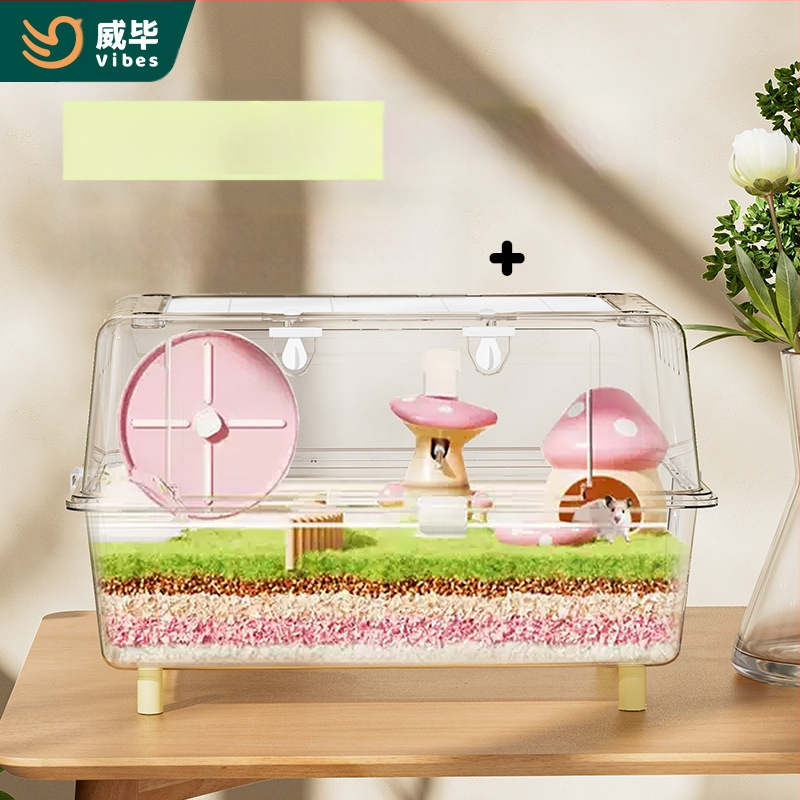 Hamsteripuur akrüülist panoraamvaatega läbipaistev luksuslik villa eriruum kuldkarule 60 põhipuuri söögikasti tarvikud