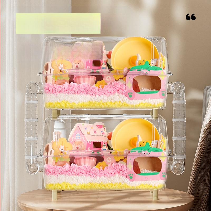 Hamsteripuur akrüülist panoraamvaatega läbipaistev luksuslik villa eriruum kuldkarule 60 põhipuuri söögikasti tarvikud