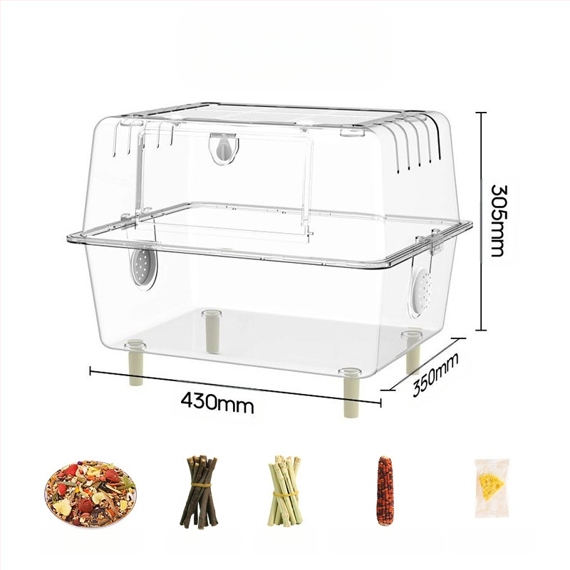 Hamsteripuur akrüülist panoraamvaatega läbipaistev luksuslik villa eriruum kuldkarule 60 põhipuuri söögikasti tarvikud