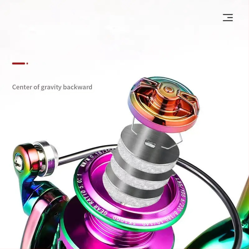 „Luya“ spalvingas metalinis verpimo ratukas 1000–6000, nuotolinio valdymo žvejybos ratas, be tarpų, juodas žvejybos ratas, 5.0, didelio greičio