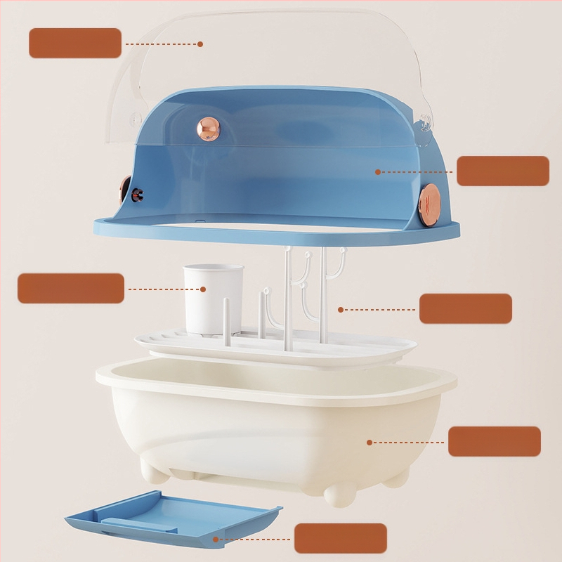 Naujų kūdikių buteliukų laikymo dėžutė, maisto papildų įrankis, nutekėjimo lentynėlė, kūdikių stalo įrankiai, dulkėms atspari atverčiama didelės talpos laikymo dėžutė