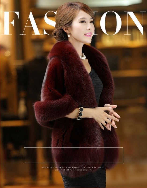 Haină de blană artificială Haină de blană de nurcă pentru femei, lungime medie, imitație de blană de vulpe, stil coreean nou, guler de blană de vulpe