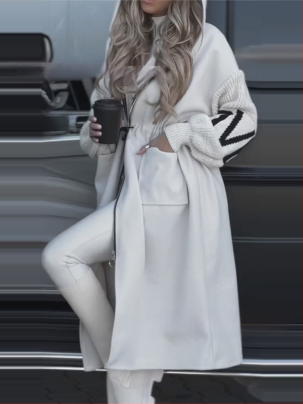 Amazon 2024 sügis-talve uus piiriülene Euroopa ja Ameerika moe väliskaubanduse naiste vabaaja kapuutsiga pikkade õmblustega mantel