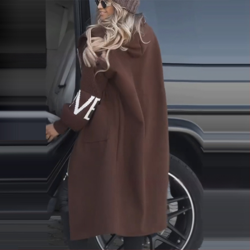 Amazon 2024 sügis-talve uus piiriülene Euroopa ja Ameerika moe väliskaubanduse naiste vabaaja kapuutsiga pikkade õmblustega mantel