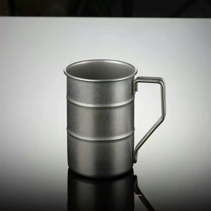 Retro vana 304 roostevabast terasest jäätunud kohvitass, äriliseks loominguliseks välistingimustes kasutamiseks mõeldud telkimisstiilis piknikuveekruusiks, õllekruusiks